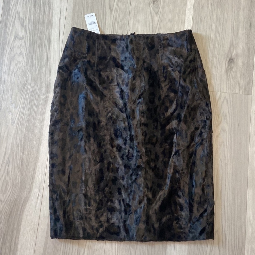 Brooks Brothers Brown Velvet Leopard Print Pencil Skirt Size 4